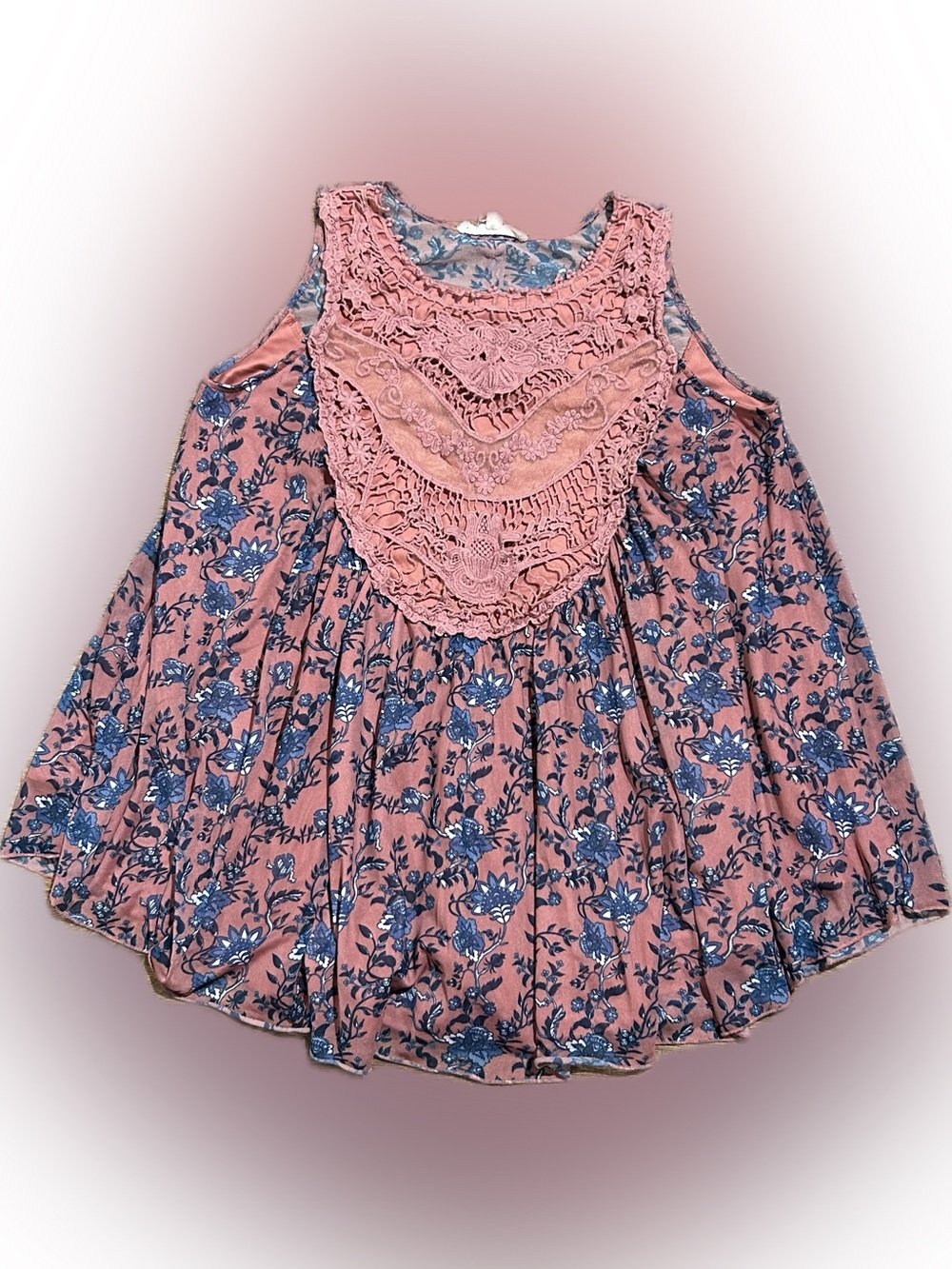 Women’s Small Indigo Thread Floral Tank